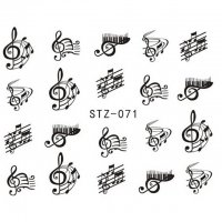 STZ- 071 Музика големи ноти ваденки слайдери водни стикери за нокти маникюр декорация украса, снимка 1 - Други - 22130432