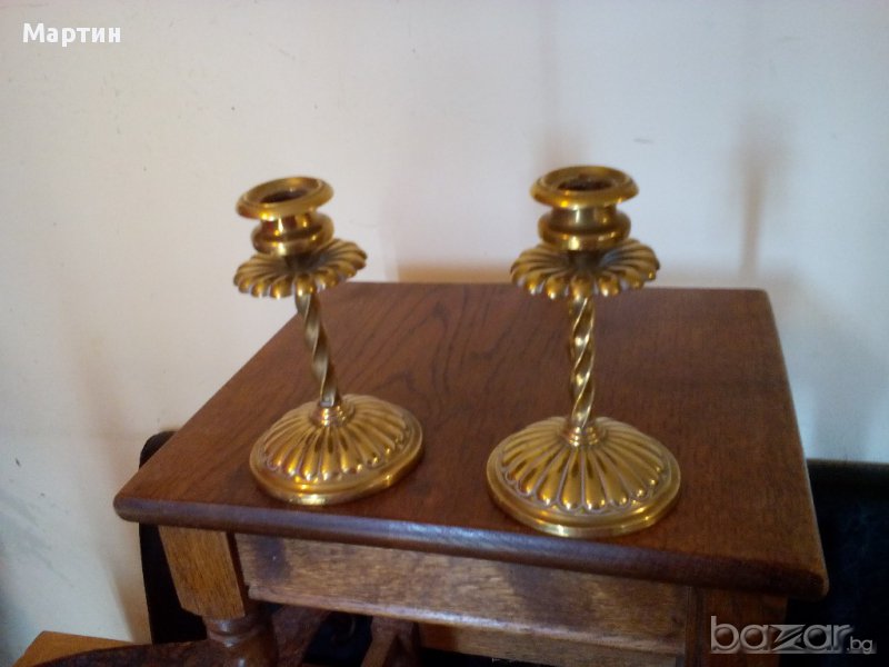 Стари масивни бронзови - Свещници - 2бр. ! (121060), снимка 1