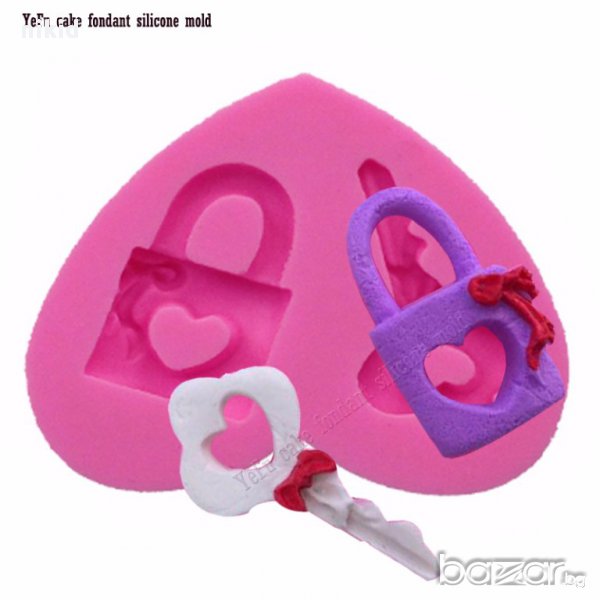 ключ с катинар в сърце форма силиконов молд декорация украса фондан торта мъфини и др, снимка 1