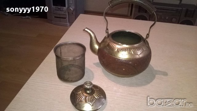 Ретро чаиник с цедка-20х14х14см, снимка 7 - Антикварни и старинни предмети - 17785073