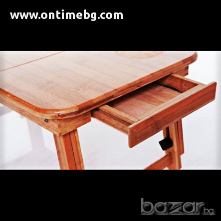 Бамбукова масичка за лаптоп с охладител, снимка 4 - Лаптоп аксесоари - 10225310