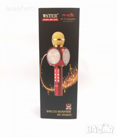 Bluetooth - караоке безжичен микрофон с вграден говорител Wster WS-1816, снимка 3 - Микрофони - 23848189