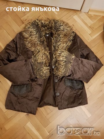 Продавам тъмно кафяво яке с пухена яка, снимка 4 - Якета - 20913072