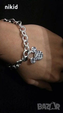 Дамска детска гривна верижка ланец Мики Мини Маус сребриста печат 925, снимка 2 - Гривни - 24625203