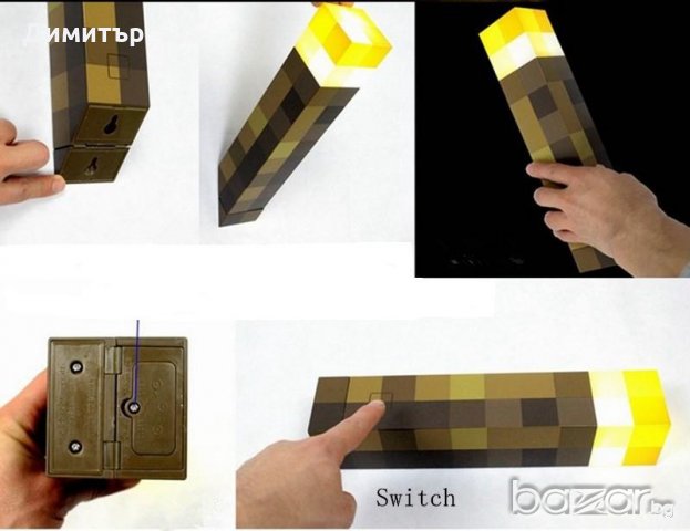 Майнкрафт факла лампа ,Minecraft играчка Маинкрафт светеща факла, снимка 3 - Други - 20709461