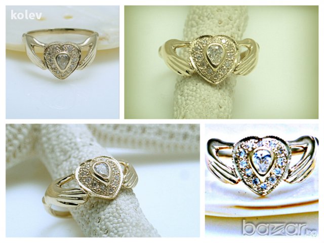 златен пръстен, годежен, РЪЦЕ ДЪРЖАТ СЪРЦЕ - 2.05 грама, размер 53 , снимка 2 - Пръстени - 17294606