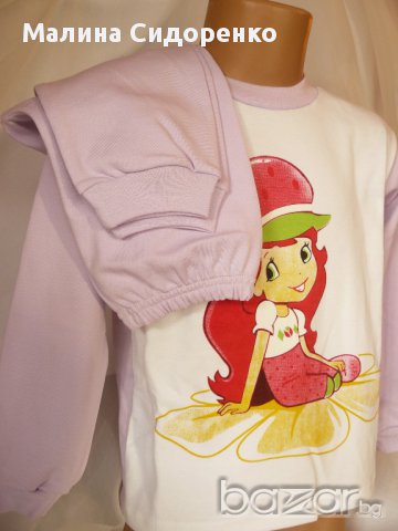 Плътна пижамка с горнище със сито печат и едноцветна долна част., снимка 3 - Детски пижами - 15905707