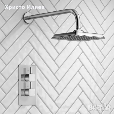 Луксозен Душ Смесител Баня Вграждане Термостатична Глава Квадратна Пита без слушалка и шлаух, снимка 2 - Смесители - 25628663