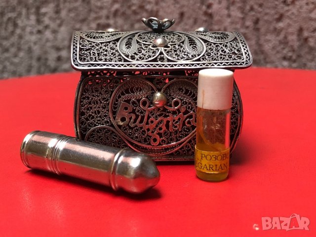 Ампула с розово масло в сребърна филигранна кутийка , снимка 5 - Антикварни и старинни предмети - 24222948