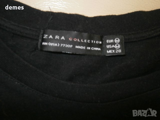 Черна дамска тениска ZARA - размер М, снимка 4 - Тениски - 21942088