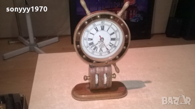 корабен рул с часовник-34х21х9см-внос швеицария