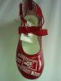 Детски обувки за момиче червени, лачени с цип и ластик на глезена