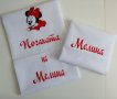 Комплект за бебешка погача месал с името на детето и Кърпичка за паричките на тема Мини Маус , снимка 2
