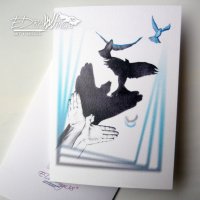 Картичка "Илюзии" / принт, изкуство, птица, снимка 3 - Други - 22089073