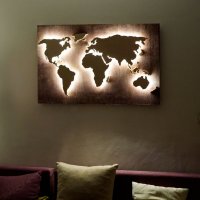 Дървена и светеща карта на света, снимка 3 - Декорация за дома - 20375196