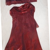 Официална рокля в бордо Hagen  с шал , снимка 1 - Рокли - 22971444