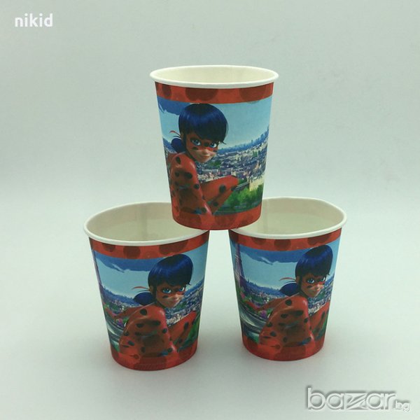 Калинката и Черния котарак miraculous ladybug 10 бр картонени чаши чашки парти рожден ден, снимка 1