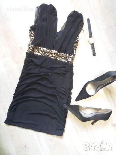 Малка черна къса рокля размер ХS-S, снимка 1