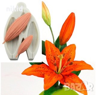 3 релефни листа листо за Кала Лилиум силиконов молд форма за декорация и украса торта фондан шоколад, снимка 1