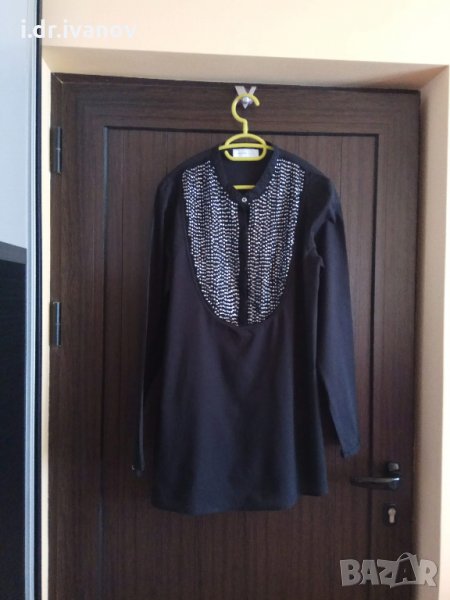 дълга черна риза с паети , снимка 1