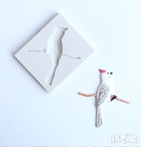 Птичка Кълвач Папагал на клон силиконов молд форма декор торта сладки фондан шоколад, снимка 1