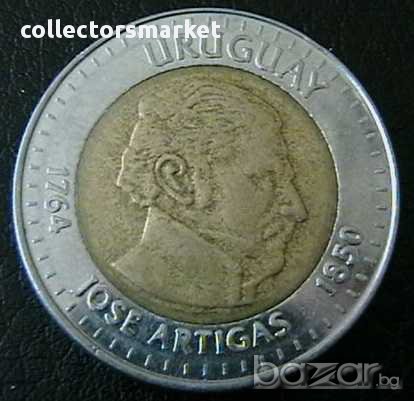10 песо 2000, Уругвай, снимка 2 - Нумизматика и бонистика - 15928298