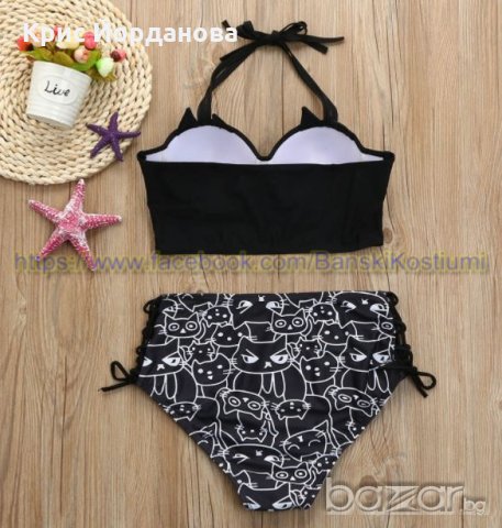 Бански костюм Коте черен и бял цвят, снимка 4 - Бански костюми - 21416802