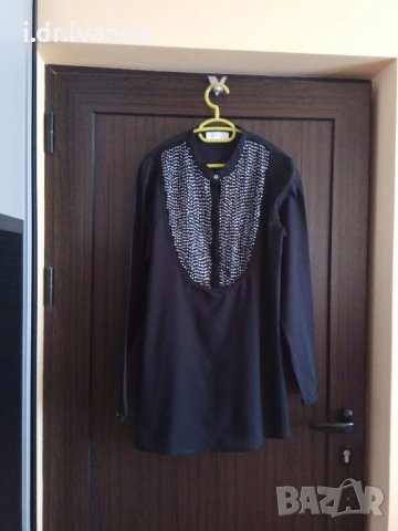 дълга черна риза с паети , снимка 1