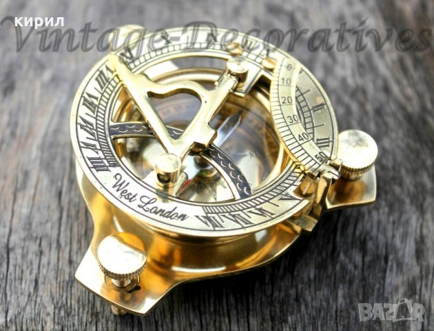 МЕСИНГОВ КОМПАС СЪС СЛЪНЧЕВ ЧАСОВНИК, снимка 4 - Други - 21689099