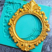Красиво декорирана кръгла рамка кръг силиконов молд форма декорация торта фондан шоколад и др., снимка 1 - Форми - 22332999