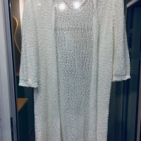 Ефектна бяла жилетка,плетиво, снимка 1 - Блузи с дълъг ръкав и пуловери - 23766938