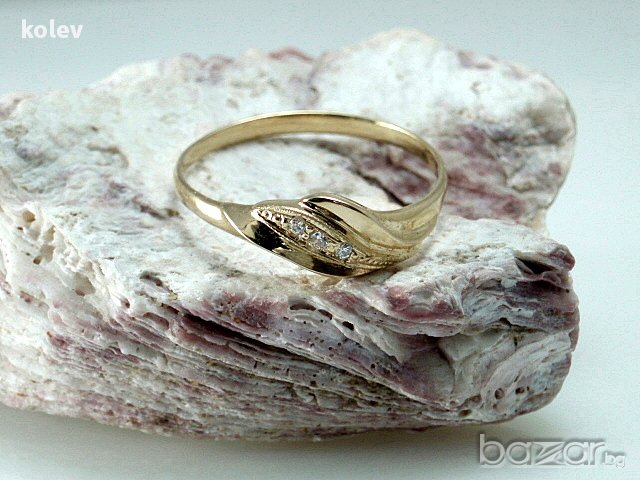 златен пръстен с цирконии -евгения- 1.87 грама/размер №61.5, снимка 5 - Пръстени - 13272180