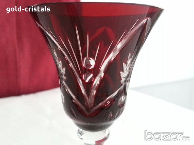 кристални чаши цветен червен кристал, снимка 6 - Антикварни и старинни предмети - 20027062