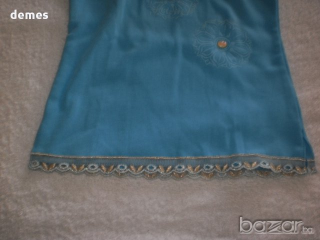 Детски корсаж в цвят тюркоаз с връзки на врата размер 116, нов, снимка 3 - Други - 11135747