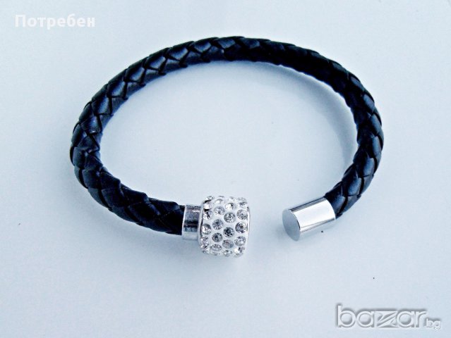 Гривни кристали еко кожа и магнитна закопчалка, различни цветове унисекс, нови. Сет., снимка 3 - Гривни - 13117146