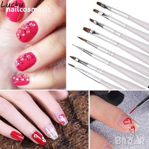 Комплект 8 четки за маникюр, снимка 2 - Продукти за маникюр - 23173436