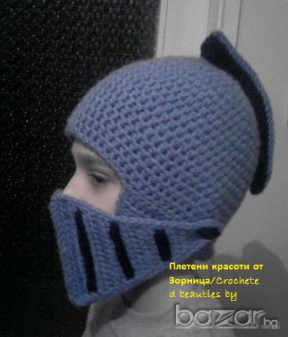 Ръчно плетена шапка рицар, снимка 5 - Шапки, шалове и ръкавици - 6586840