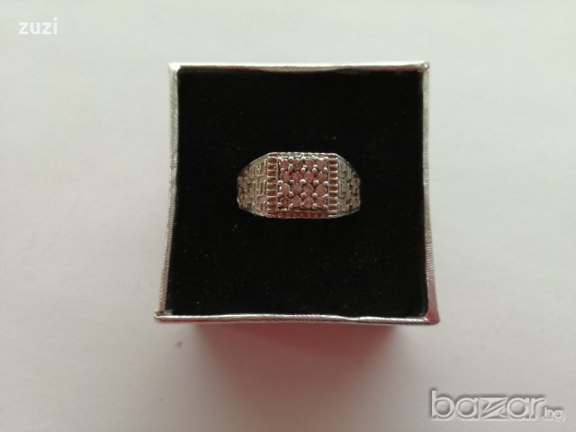 Сребърен мъжки пръстен  с бели  циркони - сребро проба 925, снимка 7 - Пръстени - 18222812