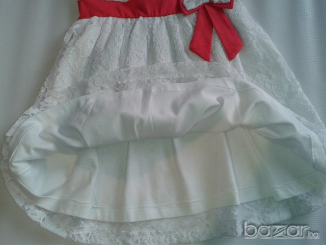 Бяла детска рокля с къс ръкав , памучна подплата и дантела, , снимка 4 - Детски рокли и поли - 9627241