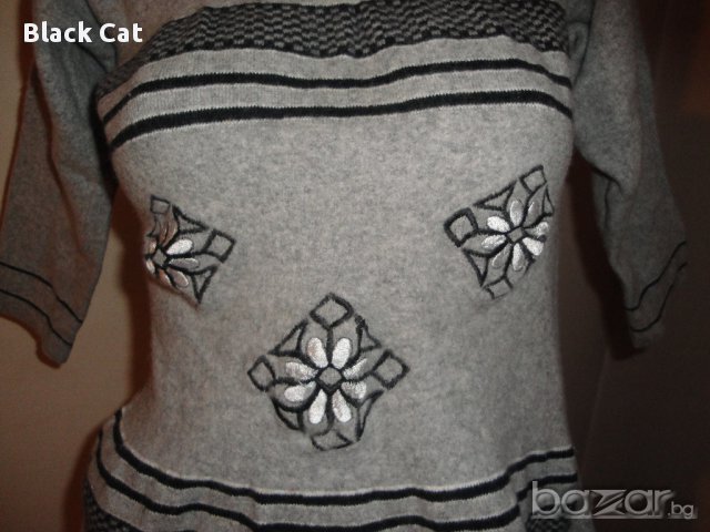 Нов кокетен сив дамски пуловер с поло яка, дамска блуза с дълъг (3/4) ръкав, топ, снимка 4 - Блузи с дълъг ръкав и пуловери - 9219696