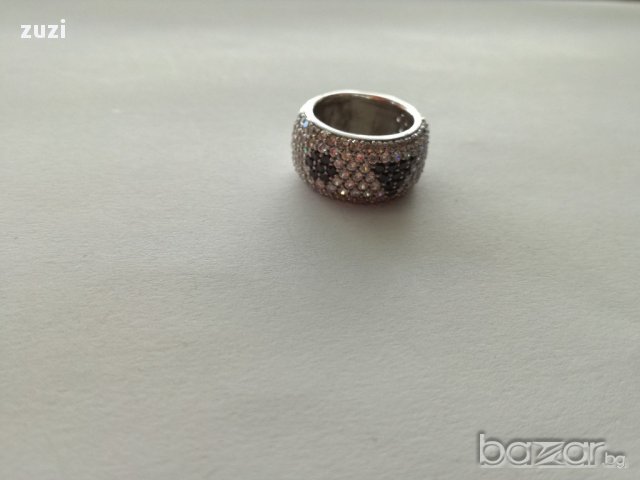 Сребърен пръстен  с бели и черни цирконий - сребро проба 925, снимка 5 - Пръстени - 18108706