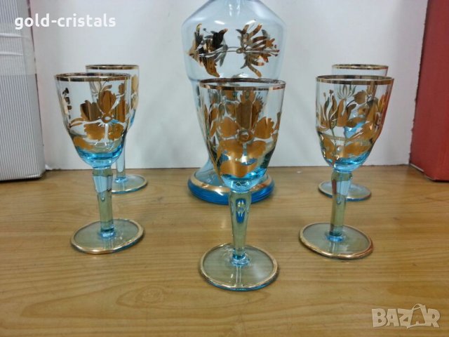 ретро чаши с гарафа за ракия с позлата Чехословакия , снимка 2 - Антикварни и старинни предмети - 22343353