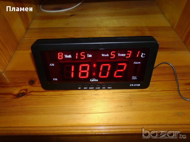 LED електронен часовник  с големи цифри. Показва час, дата и температу, снимка 12 - Други - 12058668
