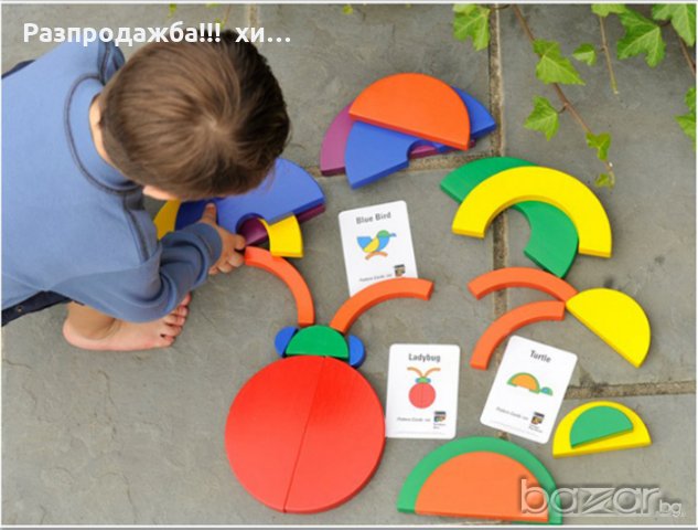 Circleset Montessori Дървени кръгове игра с карти Rainbow Монтесори дървени играчки, снимка 9 - Образователни игри - 18586716