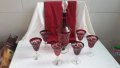 Кристални чаши цветен червен кристал и гарафа , снимка 11