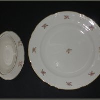 Комплект белгийски порцеланови  плато и сосиера, снимка 2 - Чинии - 22927628