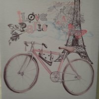 ** Велосипед Париж ** - картина , снимка 1 - Декорация за дома - 24552922
