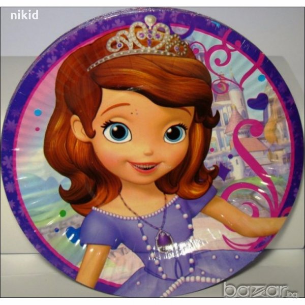 Sophia София принцеса 10 бр лилави парти чинии чинийки, снимка 1