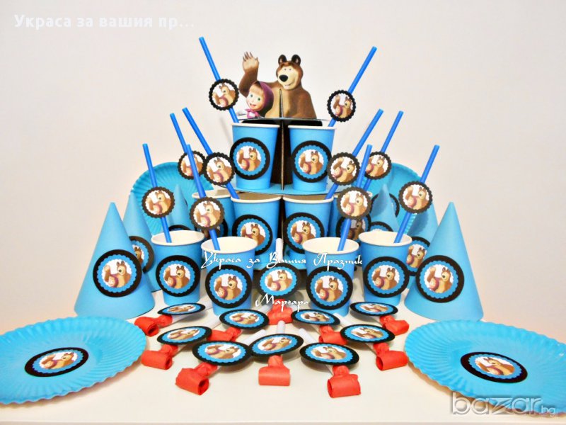 Украса за детски рожден ден миньони Замръзналото кралство Хелоу Кити Мики и Мини Маус Маша и мечока, снимка 1