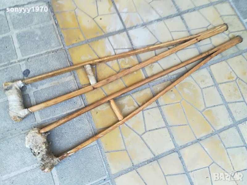 ретро патерици 2бр-110х17см-дърво, снимка 1